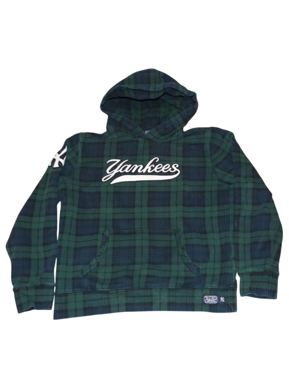 Polo Ralph Lauren New York Yankees Plaid Tartan Hooded Sweatshirt Boys XL 18-20